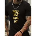 thumbnail image 1 of Men'S Casual Crew Neck T-Shirt with "They Not Like Us" Print, Cotton Knit Fabric with Slight Stretch, Regular Fit for Summer, 1 of 6