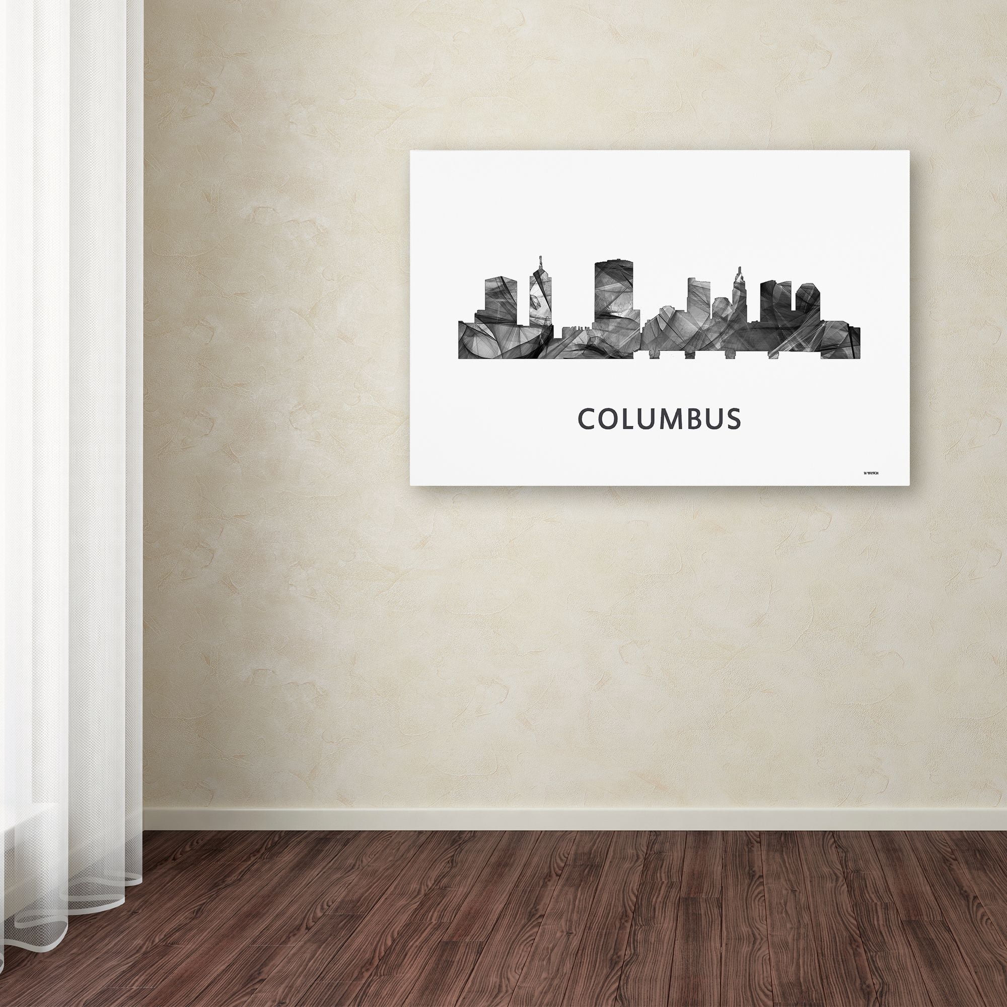 Trademark Fine Art 'Columbus Ohio Skyline WB-BW' Canvas Art by Marlene Watson