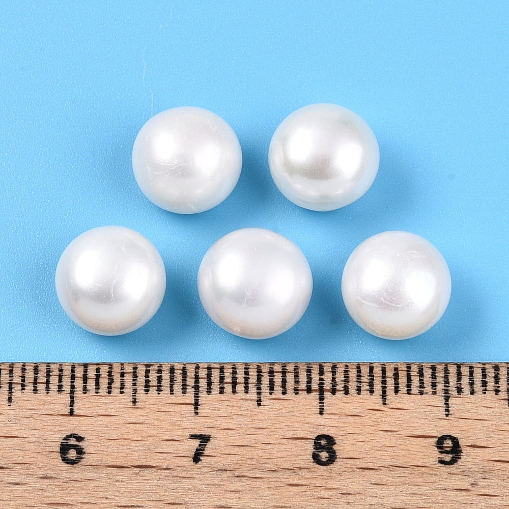 Grade 3A Natural Cultured Freshwater Pearl Beads Half Drilled Half Round Beads Creamy White 9~9.5x7~7.5mm Hole: 0.9~1mm