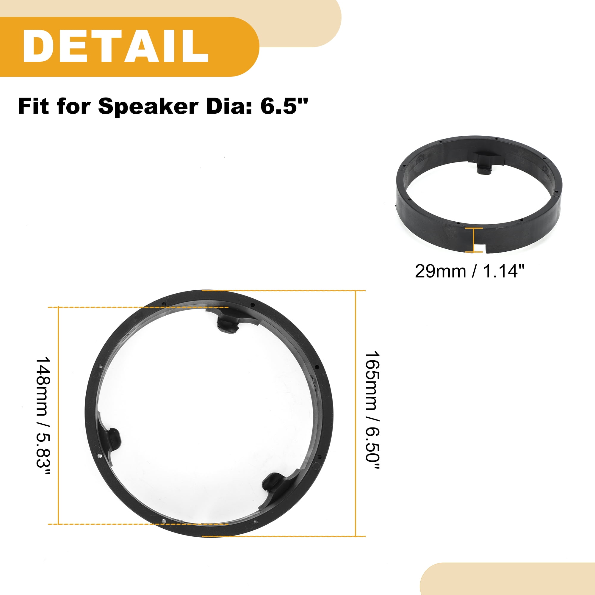 Unique Bargains Speaker Spacer Ring Adapter for Mitsubishi ABS Black Waterproof