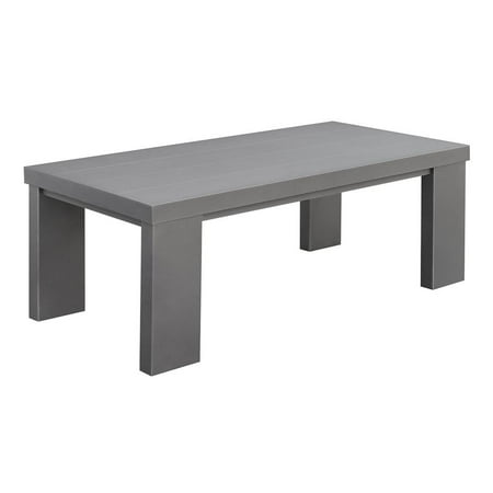 - Aluminum Framed Coffee Table with Plank Style Top, Gray