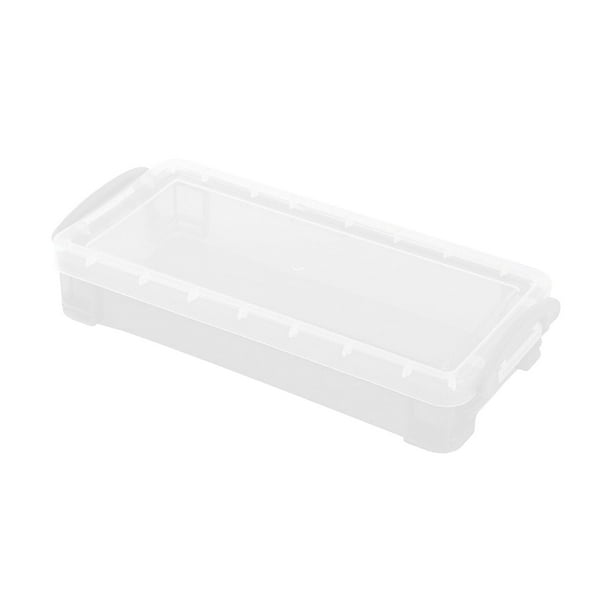 Xihbxyly Estuche Transparente para Lápices, Diseño Compacto Apilable, Tapa a Presión con Asas Seguras, Gran Capacidad, para Uso Escolar, Oficina y Hogar, 215 X 100 X 40 Mm.