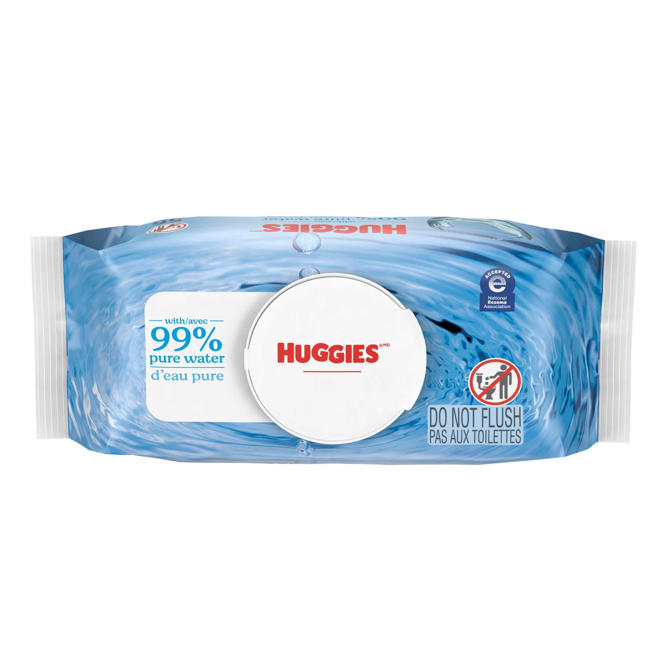 (8 pack) Huggies 99% Pure Water Unscented Wipes, 1 Flip-Top Packs, 56 Total Count