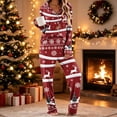 thumbnail image 4 of Riecok Pajama Sets for Women Christmas Reindeer Snowflakes Print 2 Piece PJs Sleepwear Button down Shirt and Pant Holiday Homewear, 4 of 6