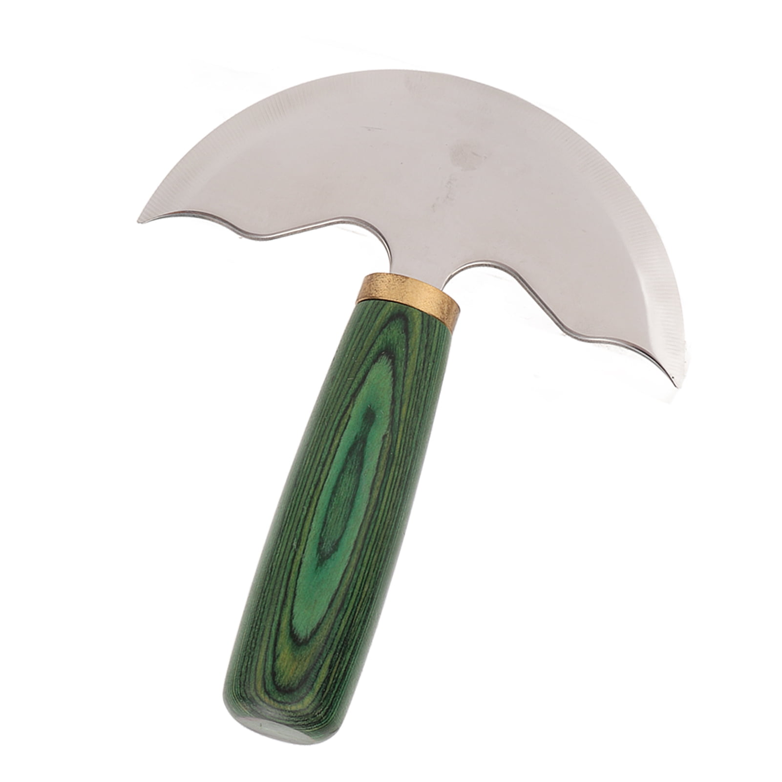 YAHHU Leather Round Head Knife Semicircle Green Wooden Handle Handmade DIY Leathercraft Skiver Trimming Knife Leather Working Tool Set 6.02 x 4.92 inches / 153 x 125 mm