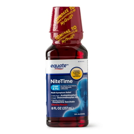 Equate NiteTime Cold & Flu Multi-Symptom Relief, Cherry, 8 Fl