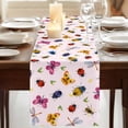 thumbnail image 3 of Table Runners 70 Inches Long Dress Scarves, Cute Butterfly Dragonfly Farmhouse Coffee/Dining/Kitchen Table Decor, Holiday Table Runner, Farmhouse Botanical Floral Pink 13x70 Inch, 3 of 9