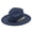 Navy blue, variant on Women Fedora Wide Brim Felt Panama Hat with Metal Belt Buckle