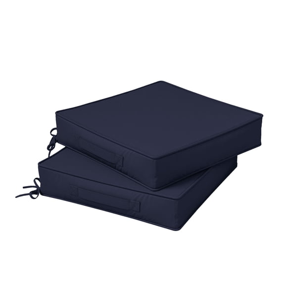 Kimunuk Outdoor Chair Cushions set of 2, 24" x 24" Zipped Waterproof Outdoor Seat Cushions Couch Pads with Ties for Patio Furniture, Navy