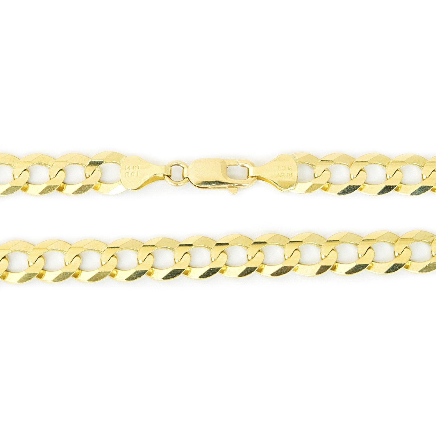 Solid 14k Yellow Gold 10mm Comfort Cuban Curb wide Chain Bracelet, 8.5" by
