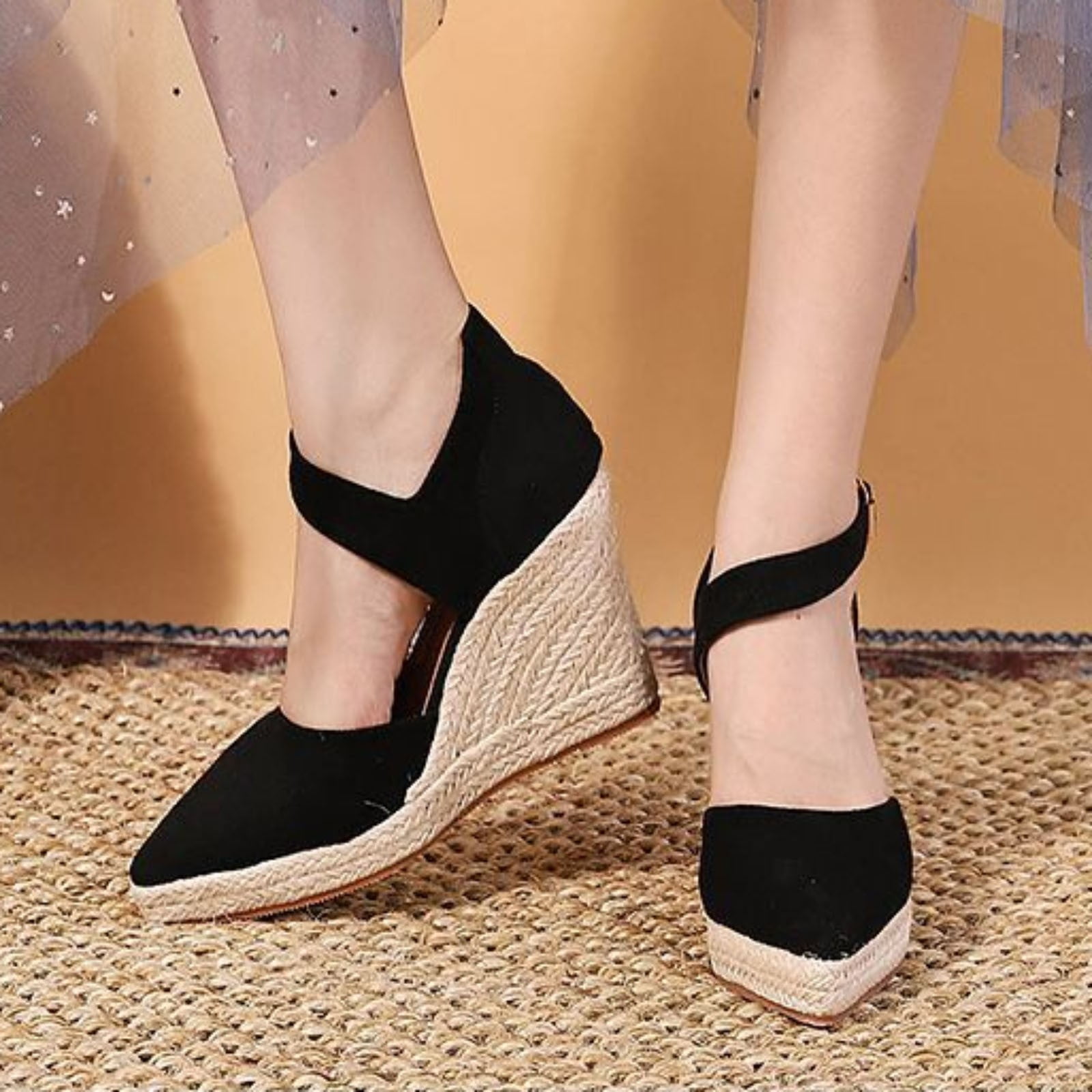 SEMIMAY Pointed Toe Espadrilles Fisherman Shoes Women's Wedges New Summer  2022 Flax Straw Woven With A High Heel Shoes Pumps Women Shoes - Walmart.com