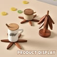 thumbnail image 4 of Zcintert Black Walnut Wooden Trivet Set - 4 Tree-Shaped Hot Pads + 1 Stand (8.86"H) for Dishes, Pots, Teapots, Heat Resistant Kitchen Decor, 4 of 8
