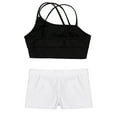 thumbnail image 4 of Sxiwei Kids Girls' 2 Pieces Dance Outfit Sport Crop Top Bra with Shorts Set Sports Workout Gymnastics Black&White 3XL, 4 of 7