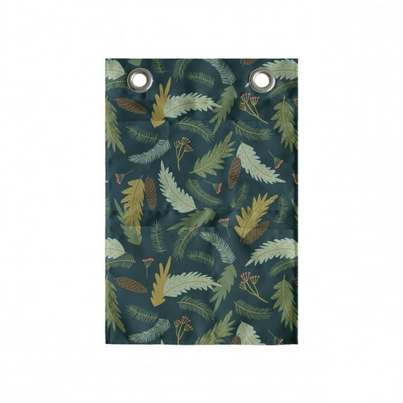 Floral Hanging Pocket Organizer, Pattern of Christmas Tree Ornamental Plants, Printed Polyester Storage Bag with Pockets, 14" x 20", Hunter Green Multicolor