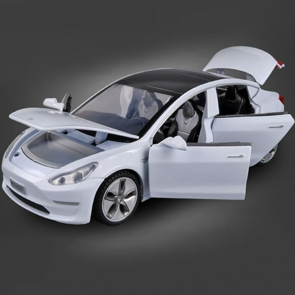 1: 32 For Tesla Model 3 Alloy Car Die Casting Metal Pullback Toy Simulation Series Soundlight Children's Birthday Gift