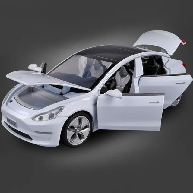 1: 32 For Tesla Model 3 Alloy Car Die Casting Metal Pullback Toy Simulation Series Soundlight Children's Birthday Gift