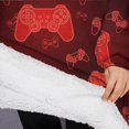 thumbnail image 3 of Oversized Wearable Blanket Hoodie,Red Controllers Games Icons Black Pattern Sherpa Blanket Hoodie with Super Pockets,Super Warm Fuzzy Pullover for Women & Men, 3 of 6