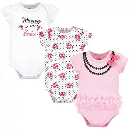 UPC: 0660168701432 | Little Treasure Baby Girl Cotton Bodysuits 3pk  Bestie  0-3 Months