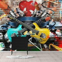 IDEA4WALL 6pcs Street Graffiti Peel and Stick Wallpaper Removable Wall Murals Large Wall Stickers for Home Decoration, 100"x24"