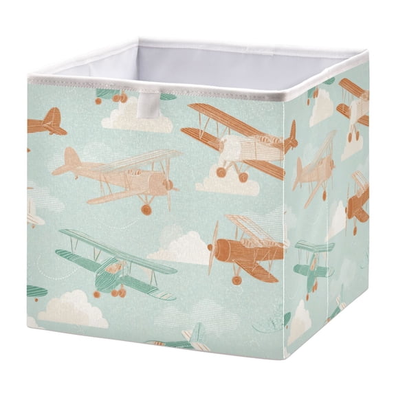 Foldable Fabric Storage Bin Home Cubes Clothing Organizer Bins Large Collapsible Box Basket for Home Organizer Cute Airplanes