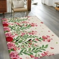 thumbnail image 4 of Area Rug for Living Room, Valentine's Day Non-Slip Indoor Large Carpet for Bedroom/Dining Room, Pink Red Roses Love Heart Eucalyptus Burlap Washable Low-Profile Rectangle Floor Runner Rugs - 4 x 6 Ft, 4 of 7