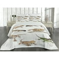 thumbnail image 2 of Ambesonne Animal Print Quilted Coverlet 3 Pcs, Prehistoric Reptile, King Size, Multicolor, 2 of 4
