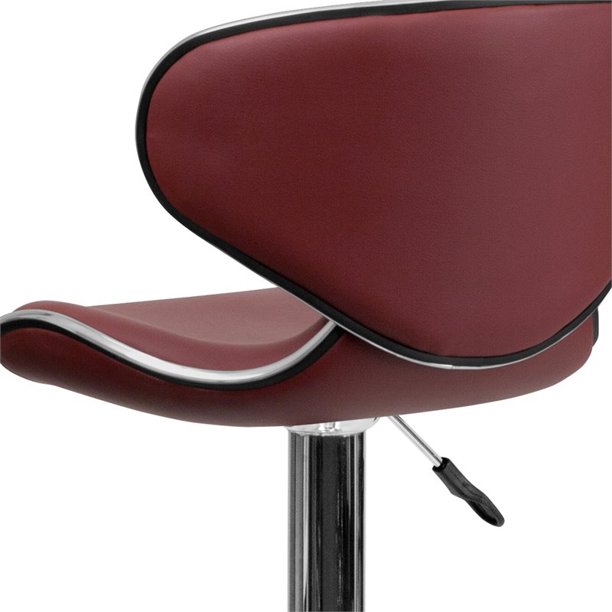 Bowery Hill 24 Contemporary Metal Mid Back Adjustable Bar Stool in  Burgundy Red