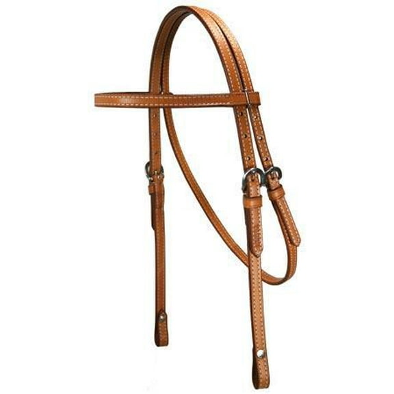 Tahoe Double Beauty Browband Headstall 5/8" USA Leather Full Horse size - Natural