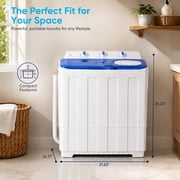 TABU 16.5lbs Portable Washing Machine, Electric Twin Tub Wash&Spin Combo,Semi-Automatic Washer,White&Blue