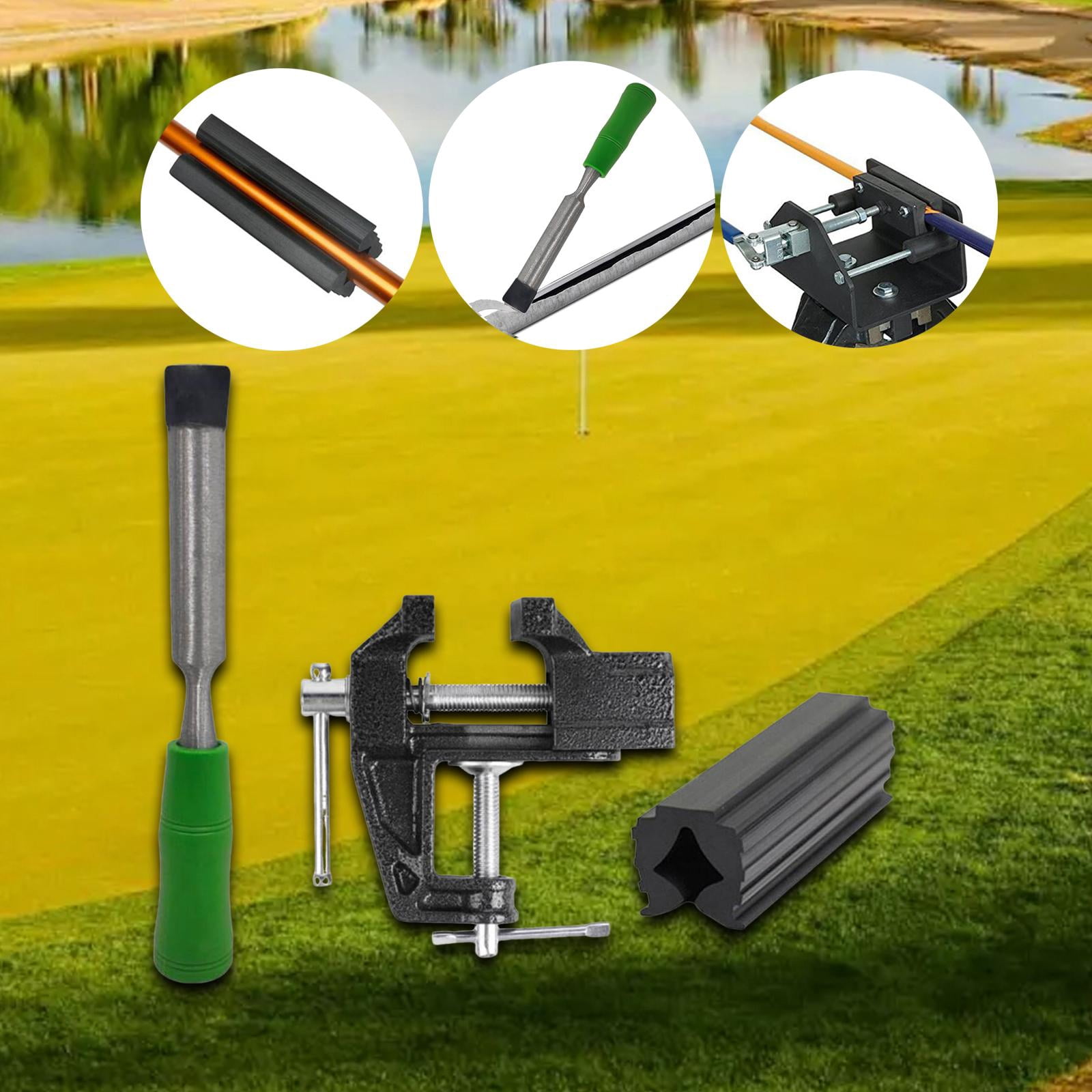 funtasica 3 Pieces Golf Grip Kits Grip Tape Remover Repair Tool Professional Table Vise Accessories Easy to Use Bench Vise Rubber Clamp Green