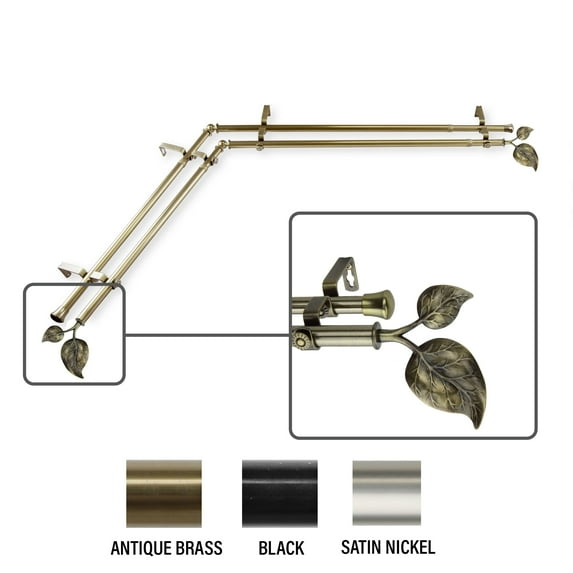 InStyleDesign Vine Corner Window Double Curtain Rod 13/16 inch dia.