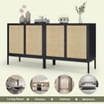 thumbnail image 6 of Brafabhome Sideboard Storage Cabinet with Natural Rattan Doors, Modern 4 Doors Buffet Cabinets with Sturdy Steel Legs for Living Room Bedroom Entryway Kitchen | Black+Natural, 6 of 7
