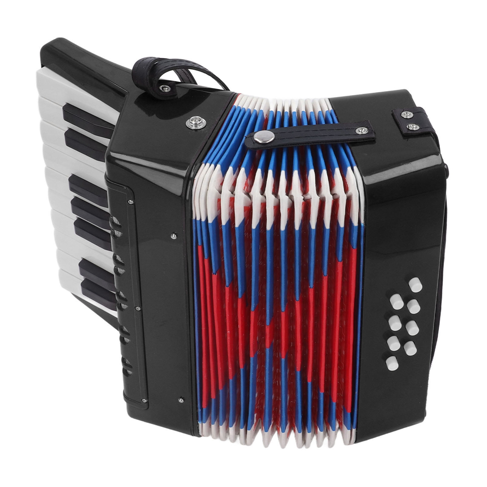 Piano Accordion 9.1 X 9.1 X 3.9 Inches Entry Level Piano Accordion ABS Plastic With Retractable Leather Strap 17 Keys 8 Bass Keys Entry Level Accordion Portable Accordion For Kids Beginners