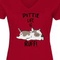 thumbnail image 4 of Inktastic Pittie Life is Ruff Spotted Pit Bull Women's V-Neck T-Shirt, 4 of 5