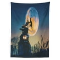 thumbnail image 3 of Ambesonne Fantasy Tablecloth Rectangular Table Cover, Moon Halloween Queen, 52"x70", Blue Yellow, 3 of 4