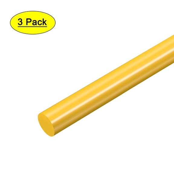 3pcs Plastic Round Rod 5/8" Dia 20" Length Yellow (POM) Polyoxymethylene Rods Engineering Plastic Round Bars(15mm)