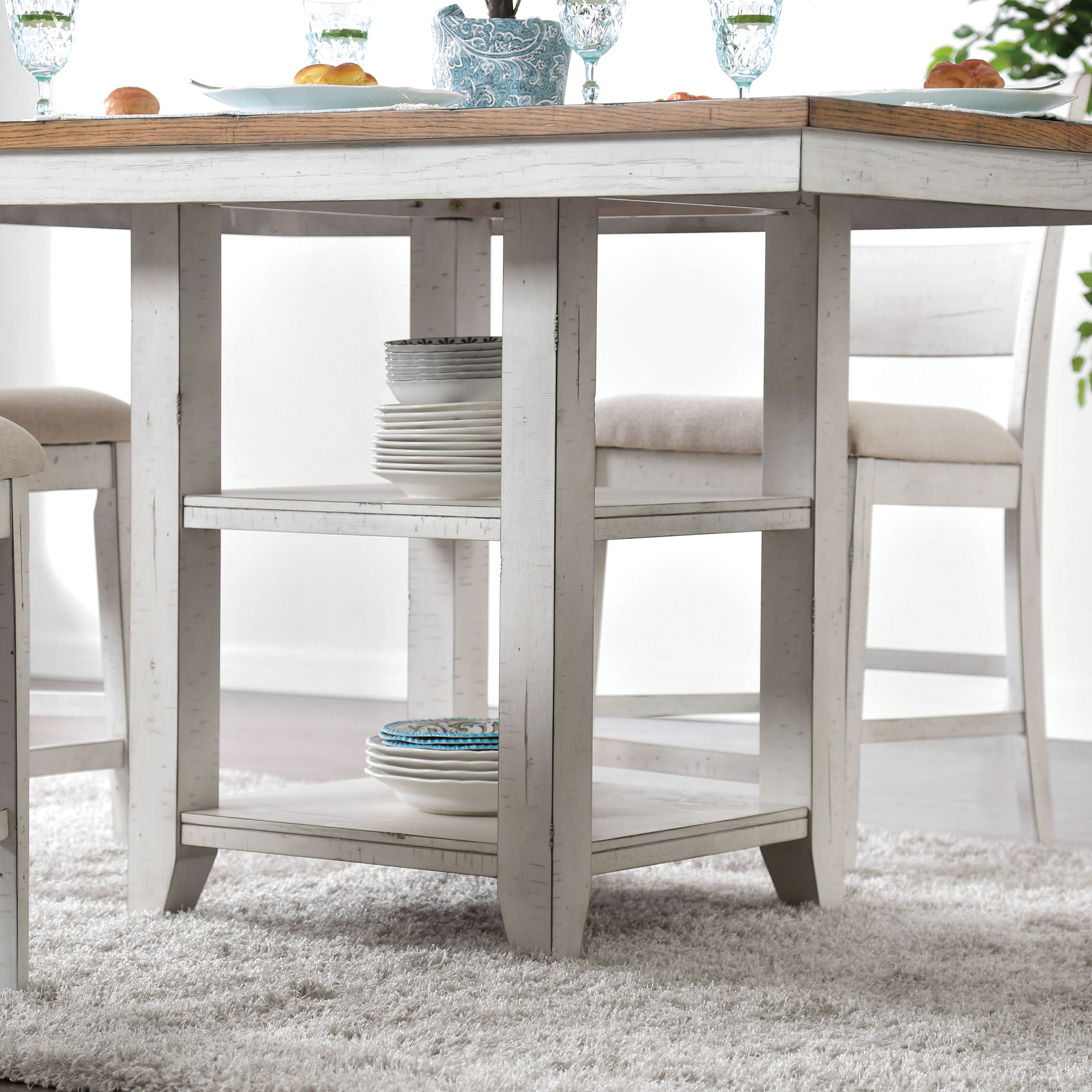 Furniture of America Tuckerson II Counter Height Storage Dining Table