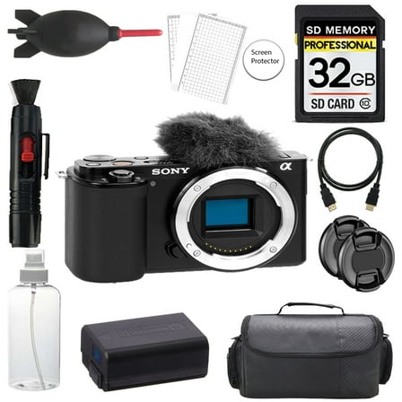 Sony ZV-E10 Mirrorless Camera (Black)   32GB   Bag  Screen Protector- Basic Kit (International Version)