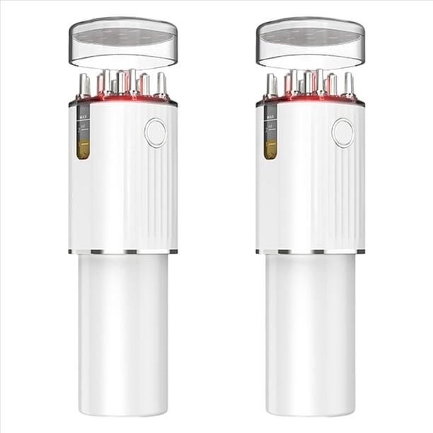 2X Aplicador de Aceite Capilar Vibratorio 3 en 1 y Masajeador del Cabelludo Luces Rojas con Aplicador de Crecimiento de Tratamiento Capilar de Almacenamiento de 70 Ml