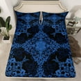 thumbnail image 2 of Manfei Baroque Floral Twin Sheet Sets,Vintage Gothic Theme Twin Fitted Sheet,Blue Black Flat Sheet For Boys Kids,Super Cozy Room Decor,3-Piece, 2 of 7