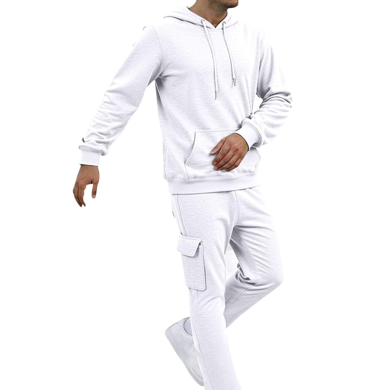 Txeol Mens Fleece Joggers and Hoodie Set 2 Piece Solid Color