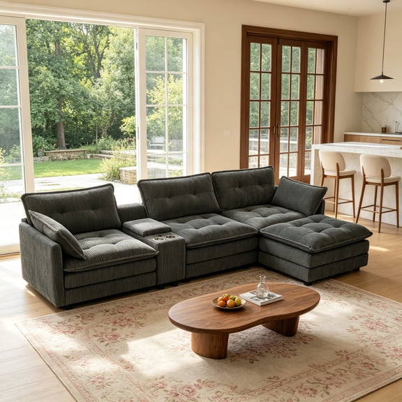Anpport 65" Sleeper Sofa Bed, 3 in 1 Convertible Pull-Out Loveseat with Side Storage & Arm Table & Cup Holder, Brown