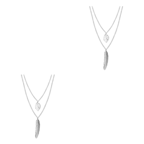 Collar de cadena con hojas Qarigey joyería estética larga ajustable Oro Plata CBP387608
