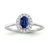 Araiya Fine Jewelry Sterling Silver Diamond and Blue Sapphire Halo Ring (1/6 cttw, I-J Color,I2-I3 Clarity) Size 8.5