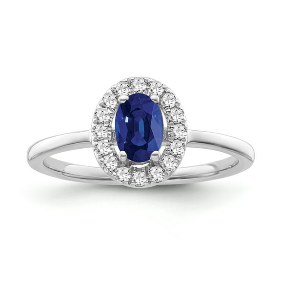 ARAIYA FINE JEWELRY 14K White Gold Diamond and Blue Sapphire Halo Ring (1/6 cttw, I-J Color, I2 Clarity), Size 7