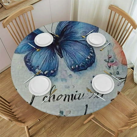 

Patifu Flower Butterfly Love Round Tablecloth Stain-Resistant Washable Indoor Outdoor Restaurant Wedding Party Polyester for Picnic Dining Kitchen Farmhouse Table Multipurpose Sizes Available 54 -58