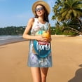 thumbnail image 3 of Fotbe Travel Around The World Vestido de Verano sin Mangas para Mujer – Vestido Midi Línea A, Estilo Camiseta Floral, Vestido Playero Casual y Fluido, 3 of 7