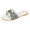 White, variant on Women's Slip-on Slide Sandals, Square Open Toe Metal Button Slides, Vacation Beach Casual Walking Slippers Beige