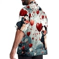 thumbnail image 3 of Valentine's Day Love Men's Short Sleeve Hawaiian Beach Shirts, Casual Printed Button Down Spread Collar Tops, Summer Unisex Style, 3 of 6