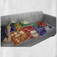 thumbnail image 6 of Fitness Soft Flannel Fleece Throw Blanket, Collage of Different Colorful Frames with Signs Vegetables Exercise, Cozy Plush for Indoor and Outdoor Use, 70" x 90", Multicolor, by Ambesonne, 6 of 6
